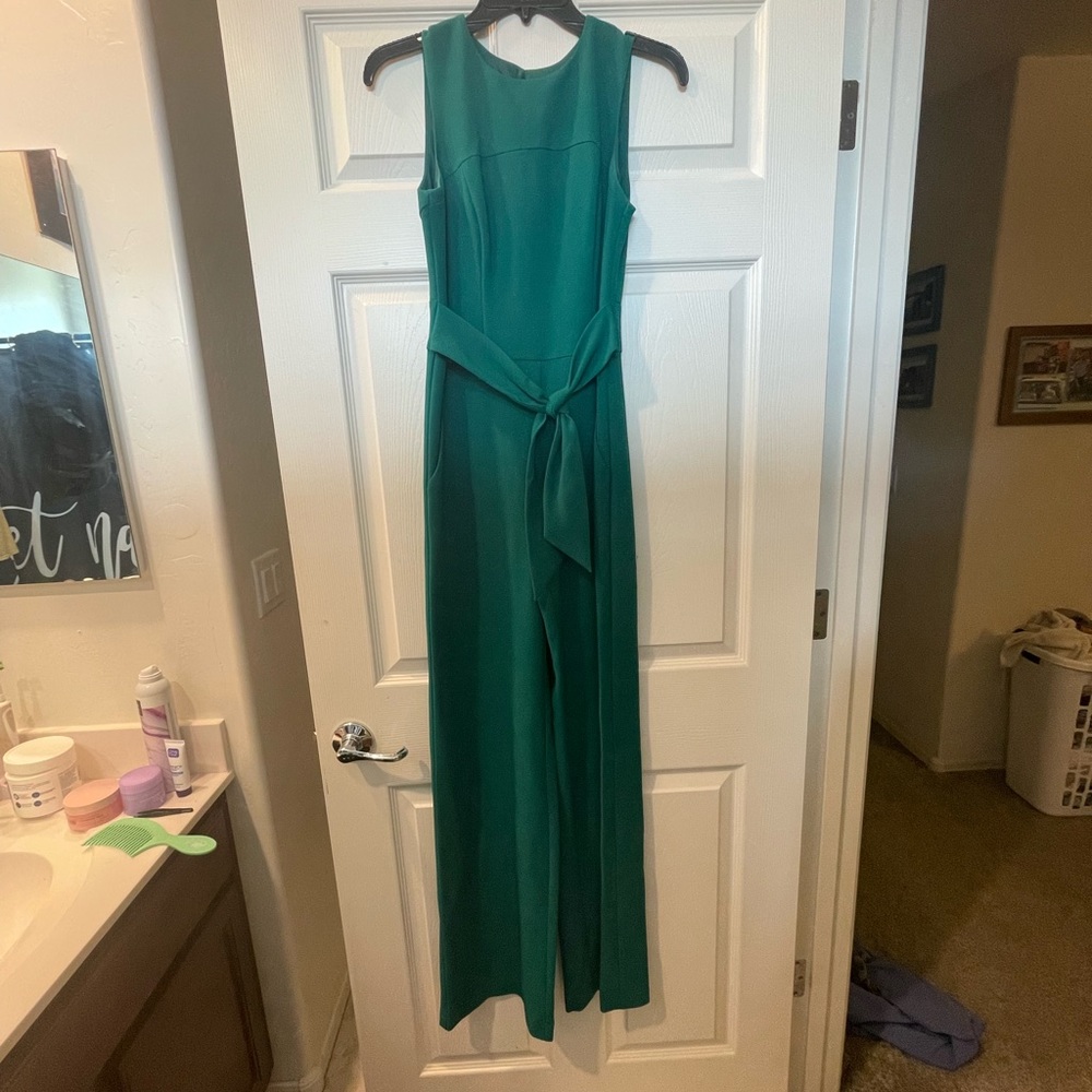 Green pantsuit